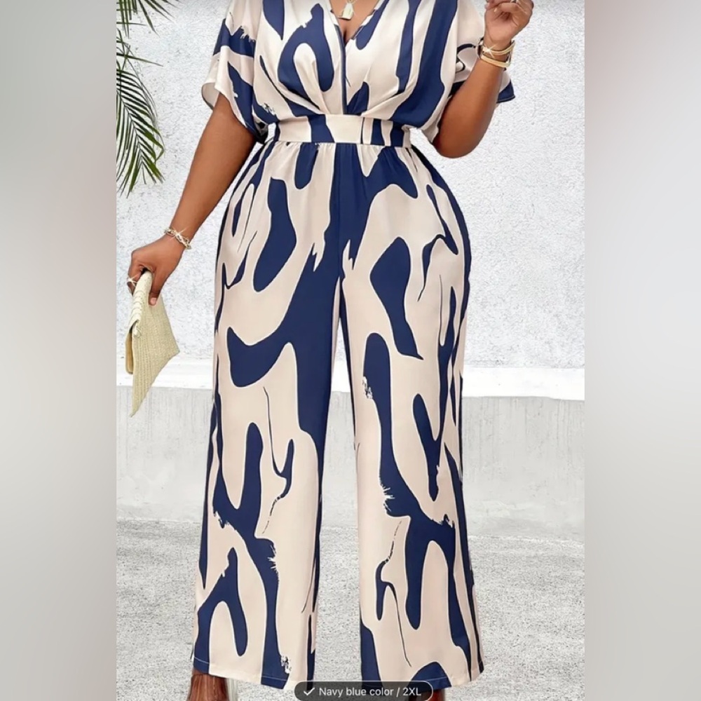 Stylish Women's Navy and Cream Jumpsuit
